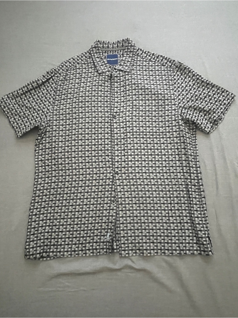 Tommy Bahama Black & Gray Short Sleeve Button-Down Shirt